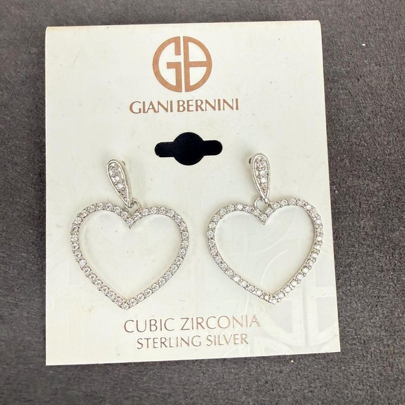 Jewelry - Giani Bernini‎ Romantic Pave Earrings Cubic Zirconia Open Heart Dangle Drop